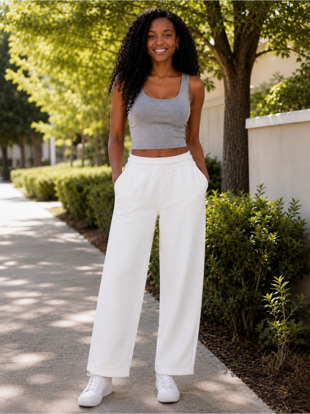 Aerie Barrel-Leg Sweatpants for Women - White
